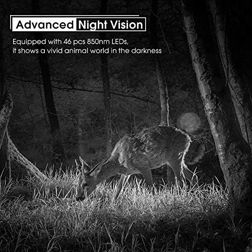  [아마존베스트]Coolife Wildlife Camera 2.7 K 20 MP Deduction Distance Up to 35 m Wildlife Camera with Motion Sensor Night Vision 0.1 s Fast Trigger Speed 46 Pieces IR LEDs Hunting Camera with 32G