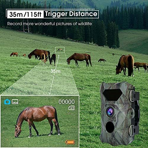  [아마존베스트]Coolife Wildlife Camera 2.7 K 20 MP Deduction Distance Up to 35 m Wildlife Camera with Motion Sensor Night Vision 0.1 s Fast Trigger Speed 46 Pieces IR LEDs Hunting Camera with 32G