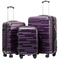 COOLIFE Coolife Luggage Expandable Suitcase 3 Piece Set with TSA Lock Spinner 20in24in28in (purple)