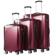 COOLIFE Coolife Luggage 3 Piece Sets PC+ABS Spinner Suitcase 20 inch 24 inch 28 inch