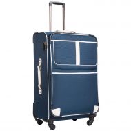 COOLIFE Coolife Luggage Expandable Suitcase Spinner Softshell TSA Lock (M(24in), Navy)