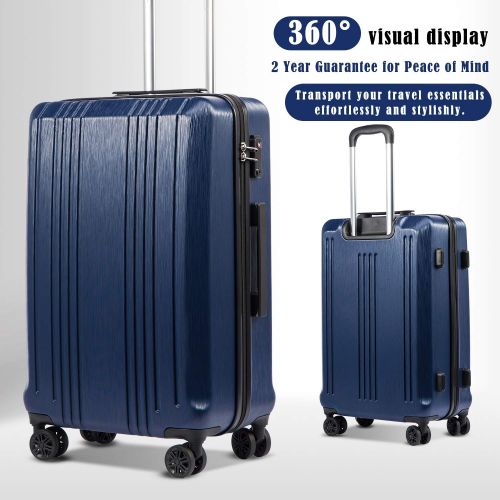  COOLIFE Coolife Luggage Expandable Suitcase PC+ABS with TSA Lock Spinner 20in 24in 28in (navy, M(24IN))