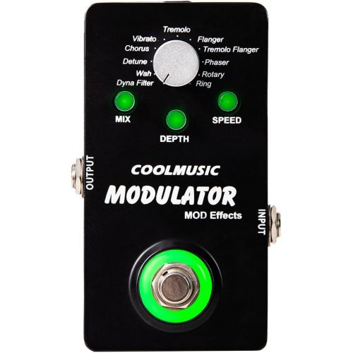  COOLMUSIC A-ME01 Modulator Multi Effects Pedal with 11 Modes Dyna Filter Wah Chorus Tremolo Flanger Phaser Rotary Ring