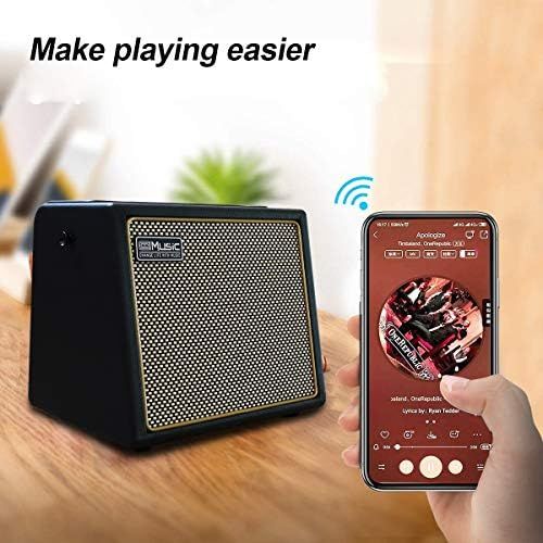  [아마존베스트]Coolmusic 30W Acoustic Electric Guitar Amplifier BT Portable Guitar Amplifier Speaker with Microphone Input Bass Volume Support Height Control Reverb Effect