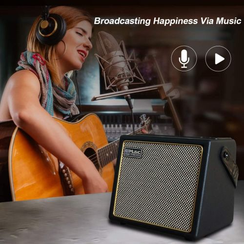  [아마존베스트]Coolmusic 30W Acoustic Electric Guitar Amplifier BT Portable Guitar Amplifier Speaker with Microphone Input Bass Volume Support Height Control Reverb Effect