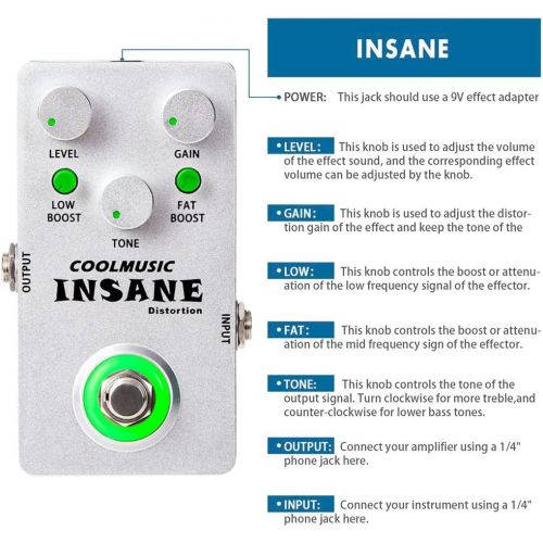  [아마존베스트]Coolmusic C-DI01 Insane Distortion Guitar Pedal Bass Pedal