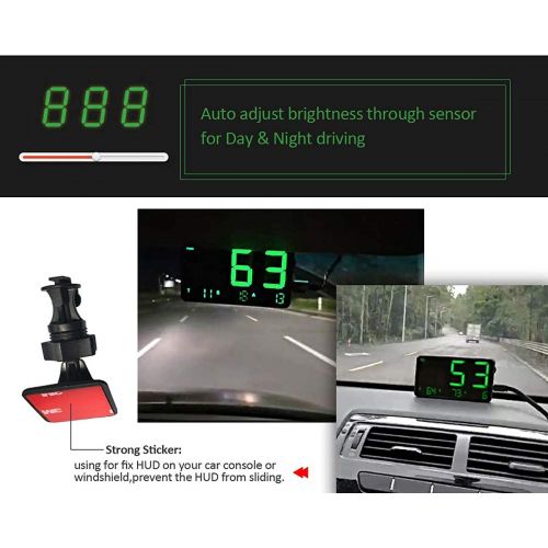  [아마존베스트]COOLOUS C80 Universal Hud Heads Up Display 4.5inch Large Screen Digital Speedometer Altitude Speed Projector Film Over Speed Warning for Cars & Other Vehicles