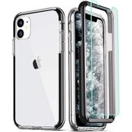 [아마존베스트]COOLQO Compatible for iPhone 11 Case, with [2 x Tempered Glass Screen Protector] Clear 360 Full Body Coverage Hard PC+Soft Silicone TPU 3in1 Heavy Duty Shockproof Defender Phone Pr