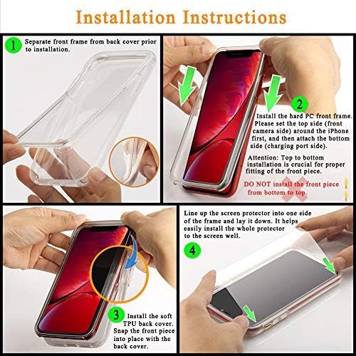  [아마존베스트]COOLQO Compatible for iPhone 11 Case, with [2 x Tempered Glass Screen Protector] Clear 360 Full Body Coverage Hard PC+Soft Silicone TPU 3in1 Heavy Duty Shockproof Defender Phone Pr