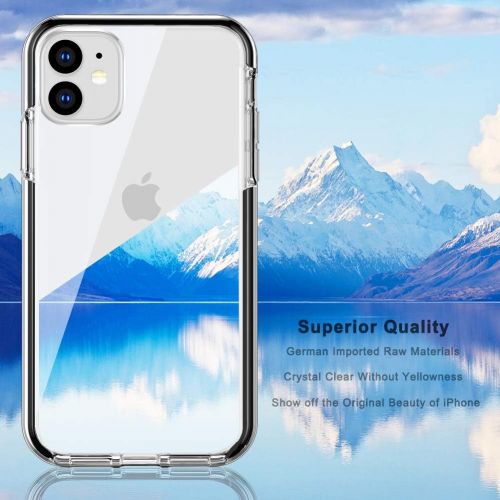  [아마존베스트]COOLQO Compatible for iPhone 11 Case, with [2 x Tempered Glass Screen Protector] Clear 360 Full Body Coverage Hard PC+Soft Silicone TPU 3in1 Heavy Duty Shockproof Defender Phone Pr