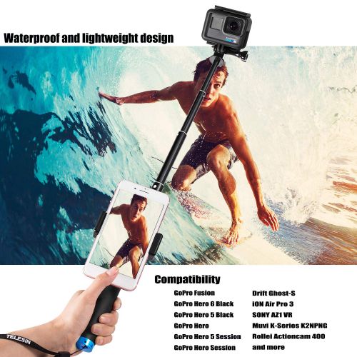 COOLWILL Coolwill Wasserdicht Selfie Stick fuer GoPro und Action Cam, Floating Griff aus rostfreiem Aluminium, ideal zum Surfen, Skifahren, Tauchen, Stativ fuer GoPro Hero 6 5 4 Session und a