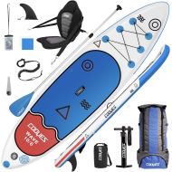 Cooyes Inflatable 10.6’x32x6 (19.4lbs) Stand Up Paddleboard Sup w/ Kayak Seat, Backpack, Dry Bag, Large Fin, Leash, Paddle, Pump, for All Skill Levels