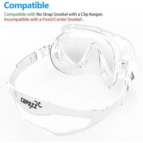  [아마존베스트]COPOZZ Scuba Mask, Snorkeling Dive Glasses, Free Diving Tempered Glass Goggles - Optional Dry Snorkel with Comfortable Mouthpiece