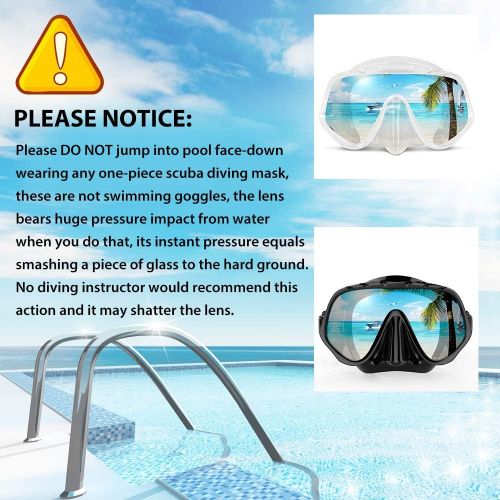  [아마존베스트]COPOZZ Scuba Mask, Snorkeling Dive Glasses, Free Diving Tempered Glass Goggles - Optional Dry Snorkel with Comfortable Mouthpiece