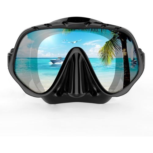  [아마존베스트]COPOZZ Scuba Mask, Snorkeling Dive Glasses, Free Diving Tempered Glass Goggles - Optional Dry Snorkel with Comfortable Mouthpiece