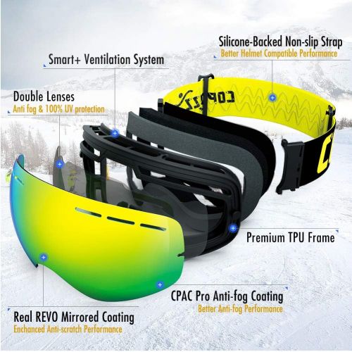  [아마존베스트]COPOZZ Ski Goggles, G1 OTG Snowboard Snow Goggles for Men Women Youth Anti-Fog UV Protection, Polarized Lens Available