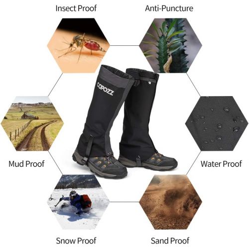  [아마존베스트]COPOZZ Leg Gaiters Waterproof Snow Boot Shoe Gaiters Leg Cover for Men and Women, Perfect for Outdoor Hunting Hiking Backpacking Skiing Trimming Grass