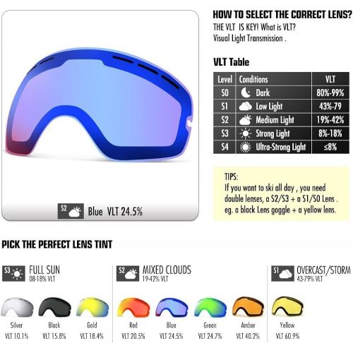  [아마존베스트]COPOZZ Ski Goggles, G1 OTG Snowboard Snow Goggles for Men Women Youth Anti-Fog UV Protection, Polarized Lens Available