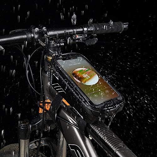  COPOZZ Sport Bicycle Bike Handlebar Bag, Waterproof Bike Front Frame Top Tube Cycling Storage Bag with Touch Screen, Fits Cellphone Below 6.5 Inch