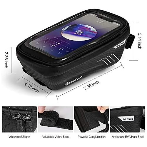  COPOZZ Sport Bicycle Bike Handlebar Bag, Waterproof Bike Front Frame Top Tube Cycling Storage Bag with Touch Screen, Fits Cellphone Below 6.5 Inch