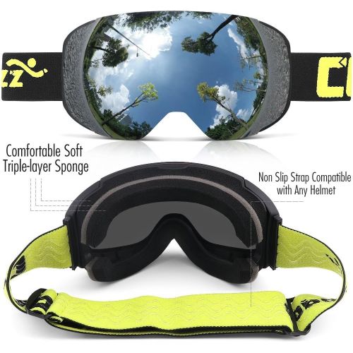  COPOZZ Ski Goggles, G2 Magnetic Snowboard/Polarized OTG UV400 Skiing Goggles