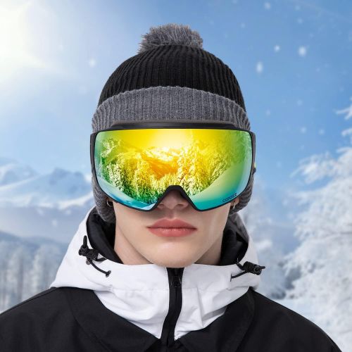  COPOZZ Polarized Ski Goggles Set, S3 Upgrade OTG Magnetic Snowboard Goggles UV Protection Skiing Goggles for Youth Men Women