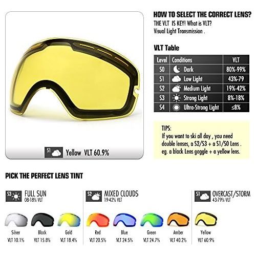  COPOZZ G1 Ski Goggles Replacement Lenses