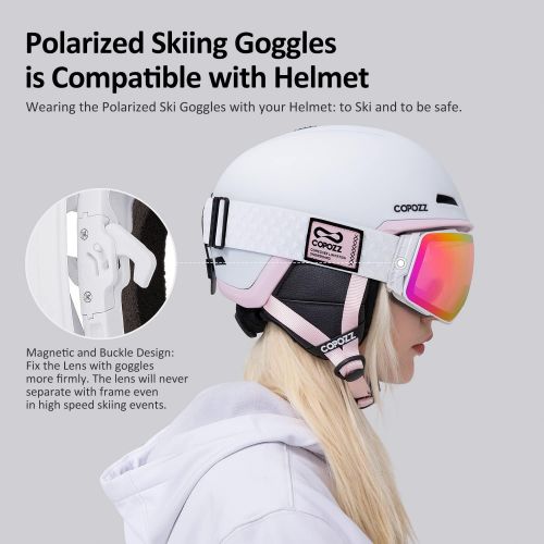  COPOZZ Polarized Ski Goggles Set, S3 Upgrade OTG Magnetic Snowboard Goggles UV Protection Skiing Goggles for Youth Men Women