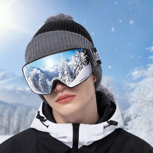  COPOZZ Polarized Ski Goggles Set, S3 Upgrade OTG Magnetic Snowboard Goggles UV Protection Skiing Goggles for Youth Men Women