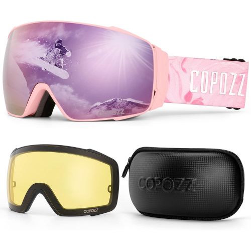  COPOZZ Polarized Ski Goggles Set, S3 Upgrade OTG Magnetic Snowboard Goggles UV Protection Skiing Goggles for Youth Men Women