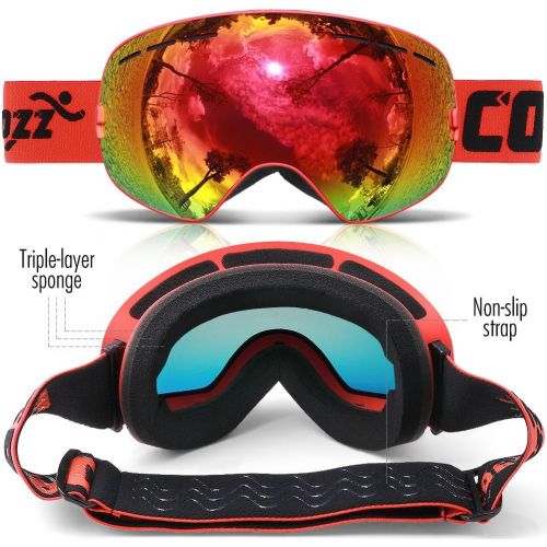  COPOZZ Ski Goggles, OTG Snowboard Goggles Anti Fog UV Protection Lens, Polarized for Options