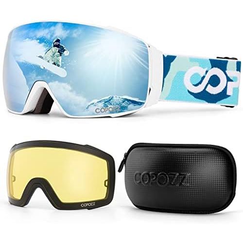  COPOZZ Polarized Ski Goggles Set, S3 Upgrade OTG Magnetic Snowboard Goggles UV Protection Skiing Goggles for Youth Men Women