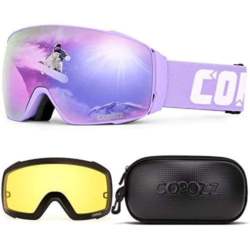  COPOZZ Polarized Ski Goggles Set, S3 Upgrade OTG Magnetic Snowboard Goggles UV Protection Skiing Goggles for Youth Men Women