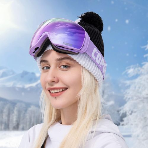  COPOZZ Polarized Ski Goggles Set, S3 Upgrade OTG Magnetic Snowboard Goggles UV Protection Skiing Goggles for Youth Men Women