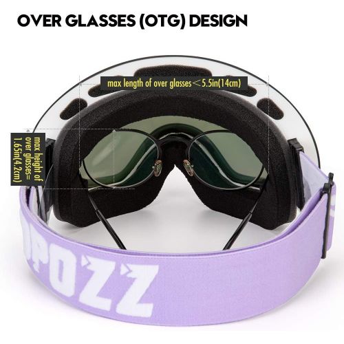  COPOZZ G7 Large Size Ski Goggles Anti-Fog Ski Snowboard Goggles, UV400 Lens Anti-Slip Strap for Men Women