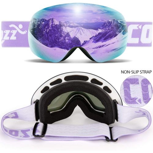  COPOZZ G7 Large Size Ski Goggles Anti-Fog Ski Snowboard Goggles, UV400 Lens Anti-Slip Strap for Men Women