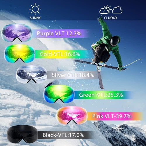  COPOZZ G7 Large Size Ski Goggles Anti-Fog Ski Snowboard Goggles, UV400 Lens Anti-Slip Strap for Men Women