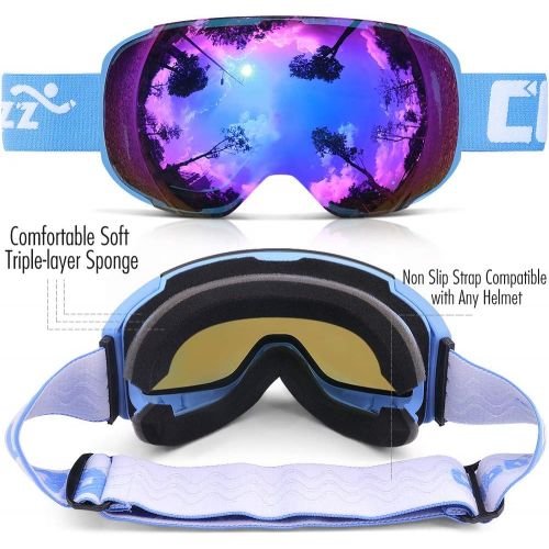  COPOZZ Ski Goggles, G2 Magnetic Snowboard Goggles, Polarized OTG UV400 Skiing Goggles for Options