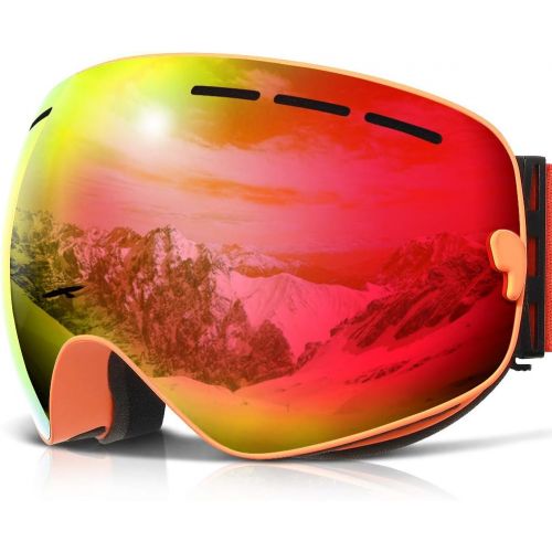  COPOZZ Ski Goggles, G1 Mens Womens Snow Snowboard Snowboarding Goggles Over Glasses Helmet Compatible Anti Fog UV Protection Non-slip Strap OTG for Youth Boys Girls, Polarized Lens