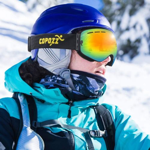  COPOZZ Ski Goggles, G1 Mens Womens Snow Snowboard Snowboarding Goggles Over Glasses Helmet Compatible Anti Fog UV Protection Non-slip Strap OTG for Youth Boys Girls, Polarized Lens