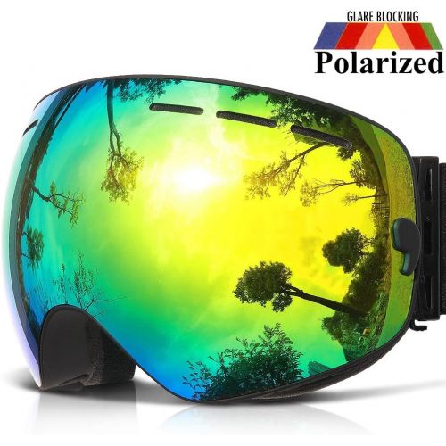  COPOZZ Ski Goggles, G1 Mens Womens Snow Snowboard Snowboarding Goggles Over Glasses Helmet Compatible Anti Fog UV Protection Non-slip Strap OTG for Youth Boys Girls, Polarized Lens