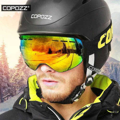  COPOZZ Ski Goggles, G1 Mens Womens Snow Snowboard Snowboarding Goggles Over Glasses Helmet Compatible Anti Fog UV Protection Non-slip Strap OTG for Youth Boys Girls, Polarized Lens