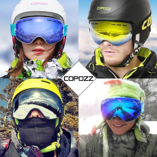  COPOZZ Ski Goggles, G1 Mens Womens Snow Snowboard Snowboarding Goggles Over Glasses Helmet Compatible Anti Fog UV Protection Non-slip Strap OTG for Youth Boys Girls, Polarized Lens