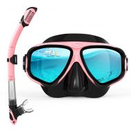 COPOZZ Snorkel Mask, Snorkeling Scuba Dive Glasses, Free Diving Tempered Glass Goggles - Optional Dry Snorkel with Comfortable Mouthpiece