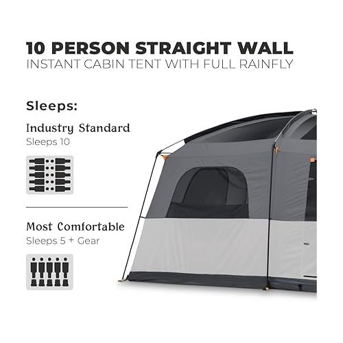  CORE Large Multi Room Tent for Family with Full Rainfly for Weather and Storage for Camping Accessories | Portable Huge Tent with Carry Bag for Outdoor Car Camping