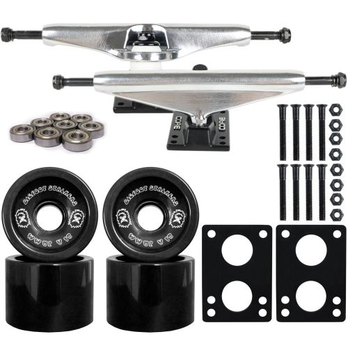  CORE Longboard Skateboard Trucks Combo Set 70mm Bigfoot Stalkers Wheels with Silver Trucks, Bearings, and Hardware Package