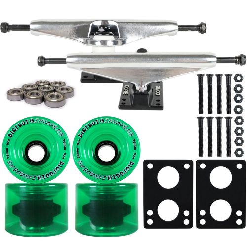  CORE Longboard Skateboard Trucks Combo Set 75mm Bigfoot Invaders Wheels with Raw Trucks, Bearings, and Hardware Package