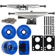 CORE Longboard Skateboard Trucks Combo Set 76mm Blank Wheels with Silver Trucks, Bearings, and Hardware Package