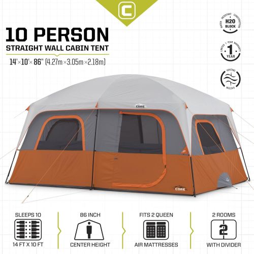  CORE 10 Person Straight Wall Cabin Tent