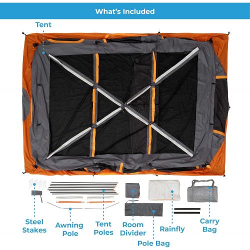  Core 12 Person Extra Large Straight Wall Cabin Tent - 16 x 11